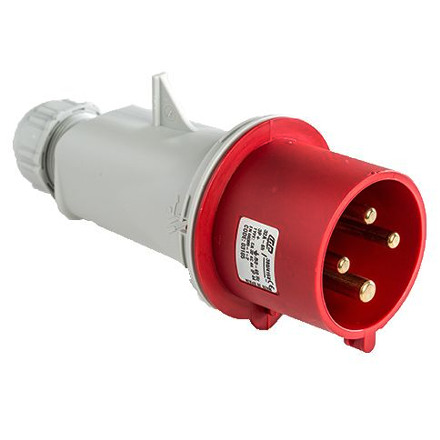 Base enchufe industrial macho 3P+T 380V IP44 aerea  Rojo 32 A
