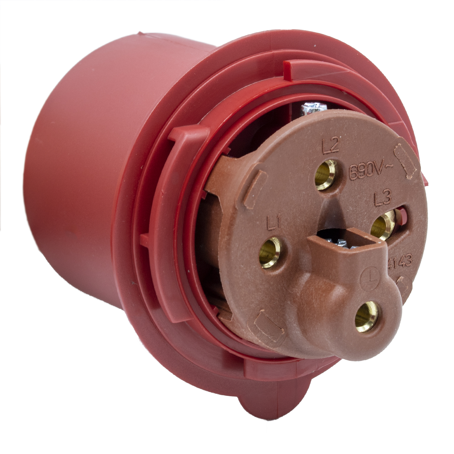 Base enchufe industrial macho 3P+T 380V IP44 aerea  Rojo 32 A