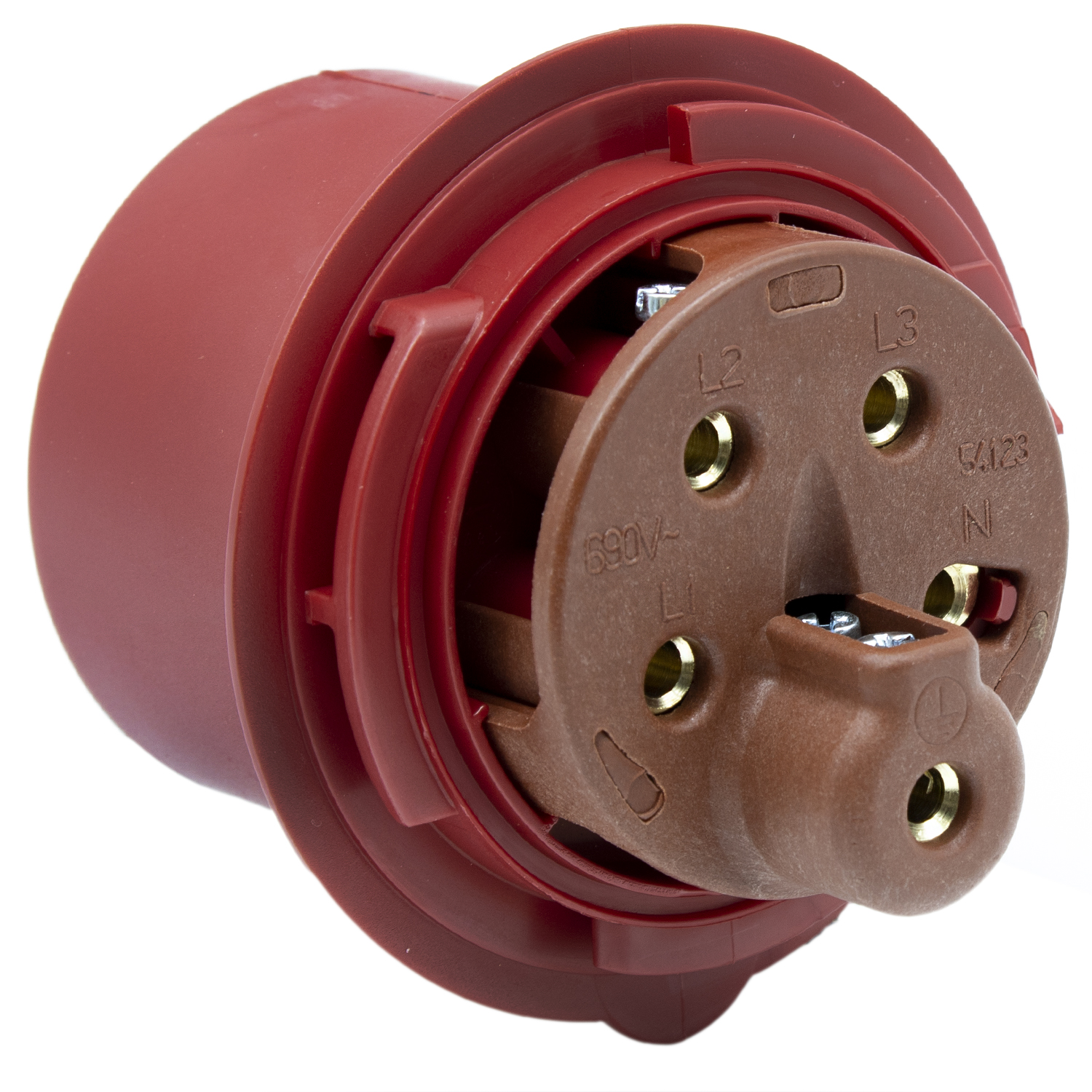 Base enchufe industrial macho 3P+T+N 380V IP44 aerea  Rojo 32 A