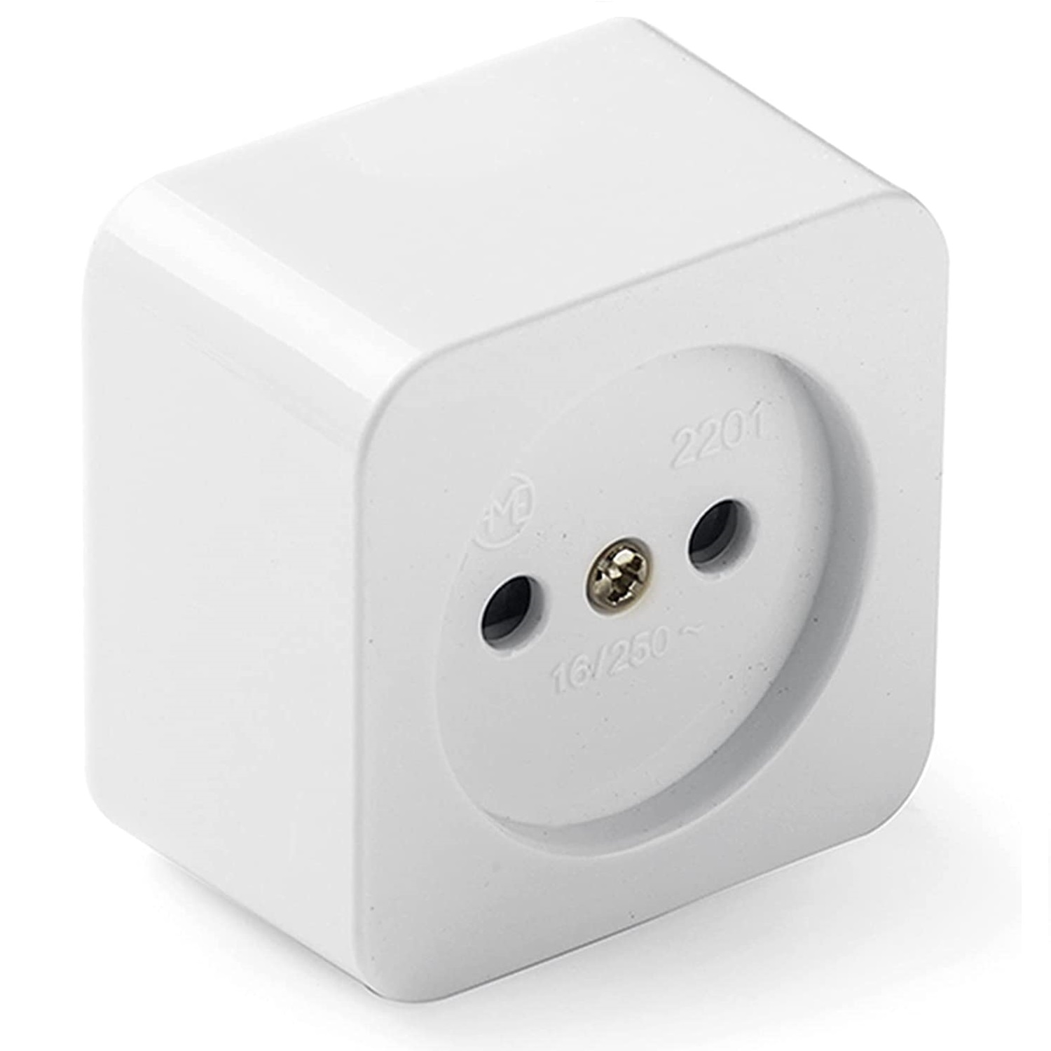 Base enchufe superficie porcelana 10A-250V  Blanco
