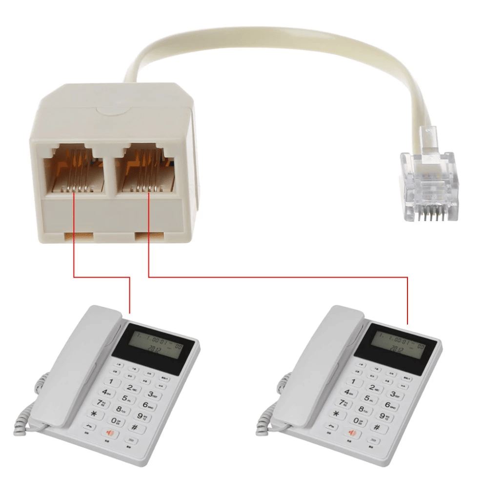Bifurcador de telefono RJ11 con cable  Blanco