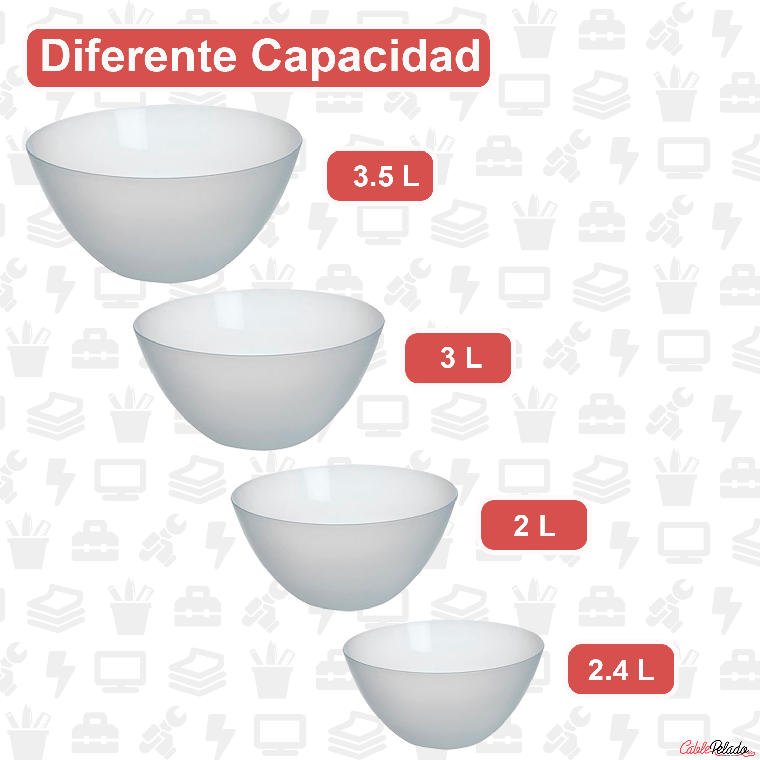 Bol De Plástico Para Cocina 3 Litros  Transparente