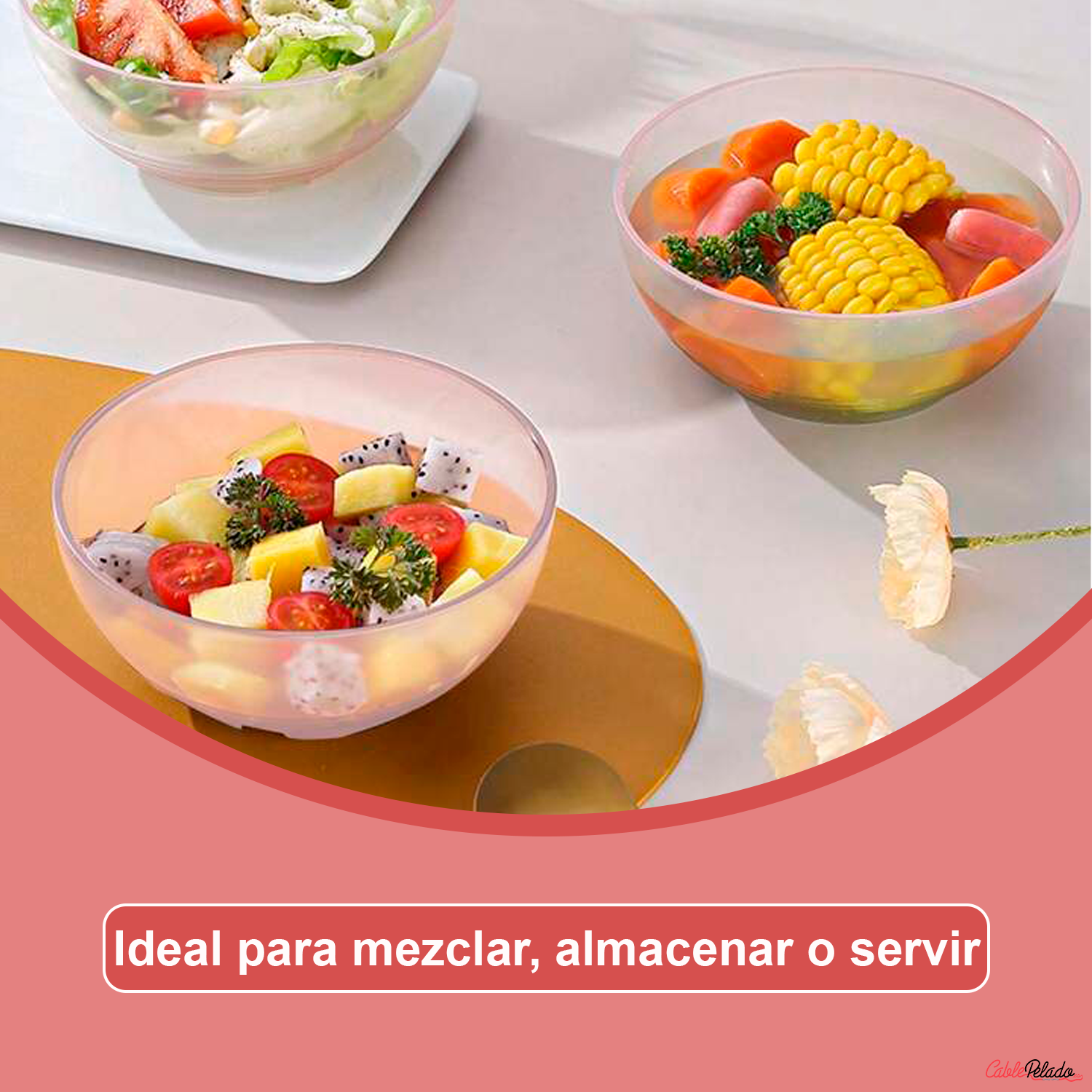 Bol De Plástico Para Cocina 3 Litros  Transparente