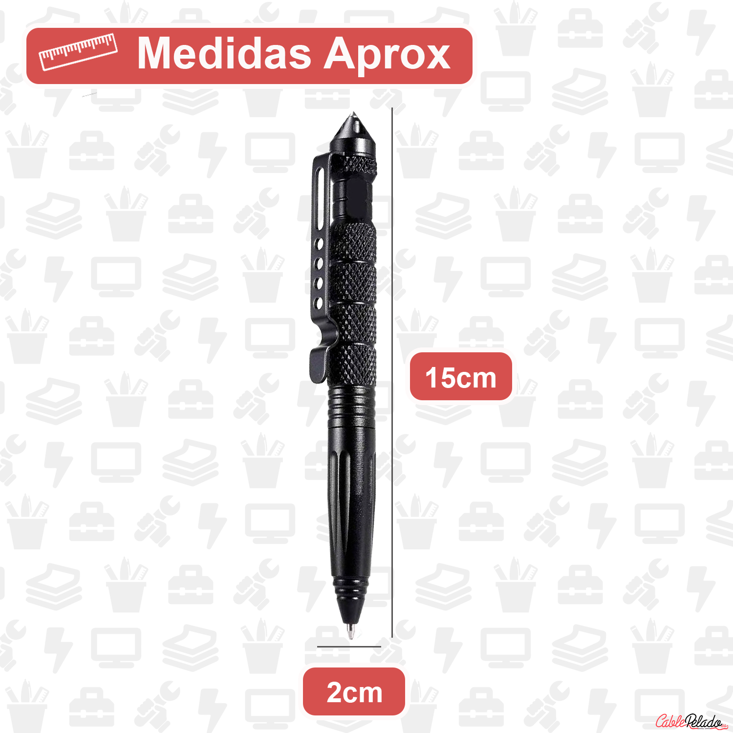 Bolígrafo Táctico Multifuncional Autodefensa  Negro