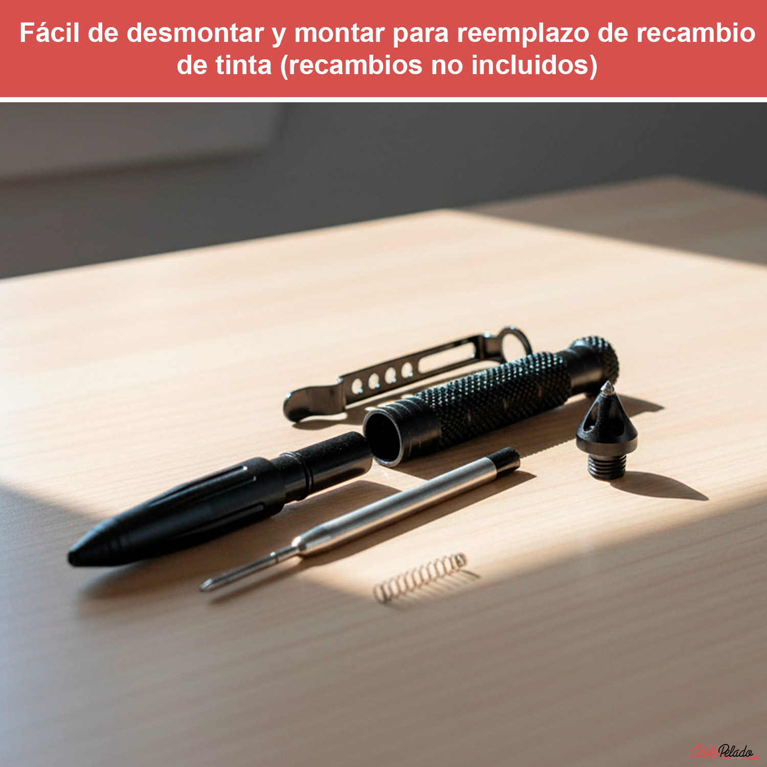 Bolígrafo Táctico Multifuncional Autodefensa  Negro