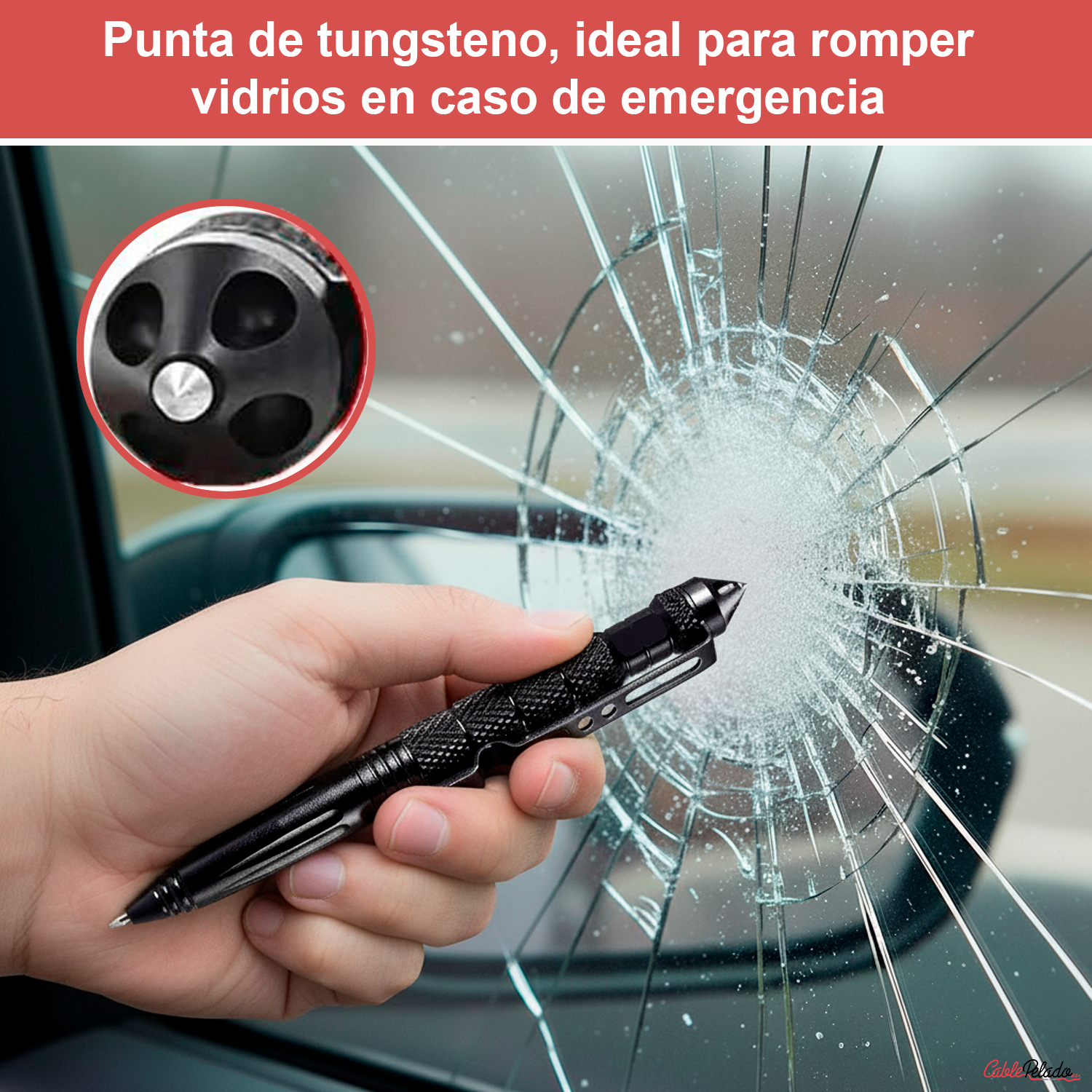 Bolígrafo Táctico Multifuncional Autodefensa  Negro