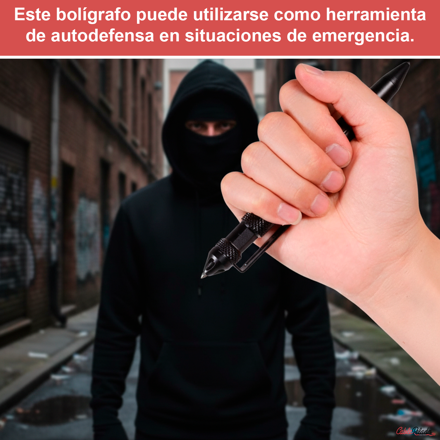 Bolígrafo Táctico Multifuncional Autodefensa  Negro