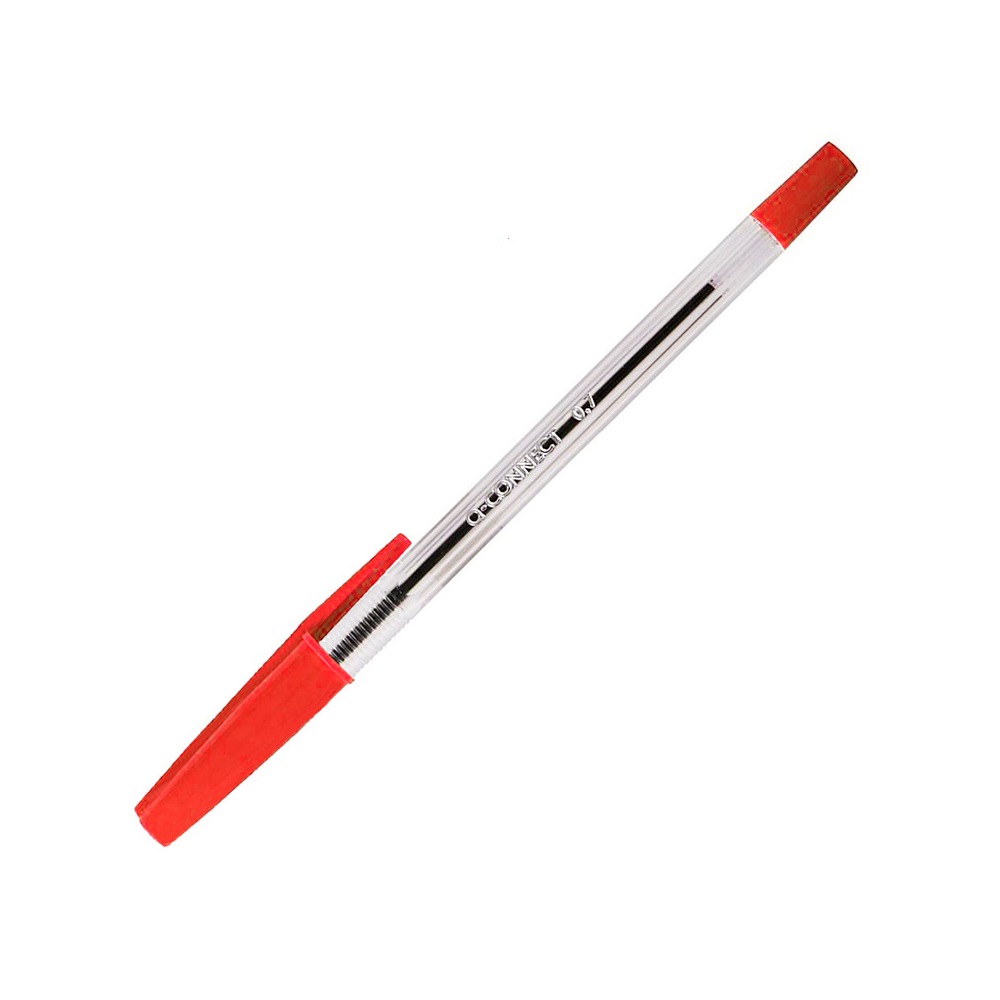 Boligrafo transparente Q-Connect  Rojo