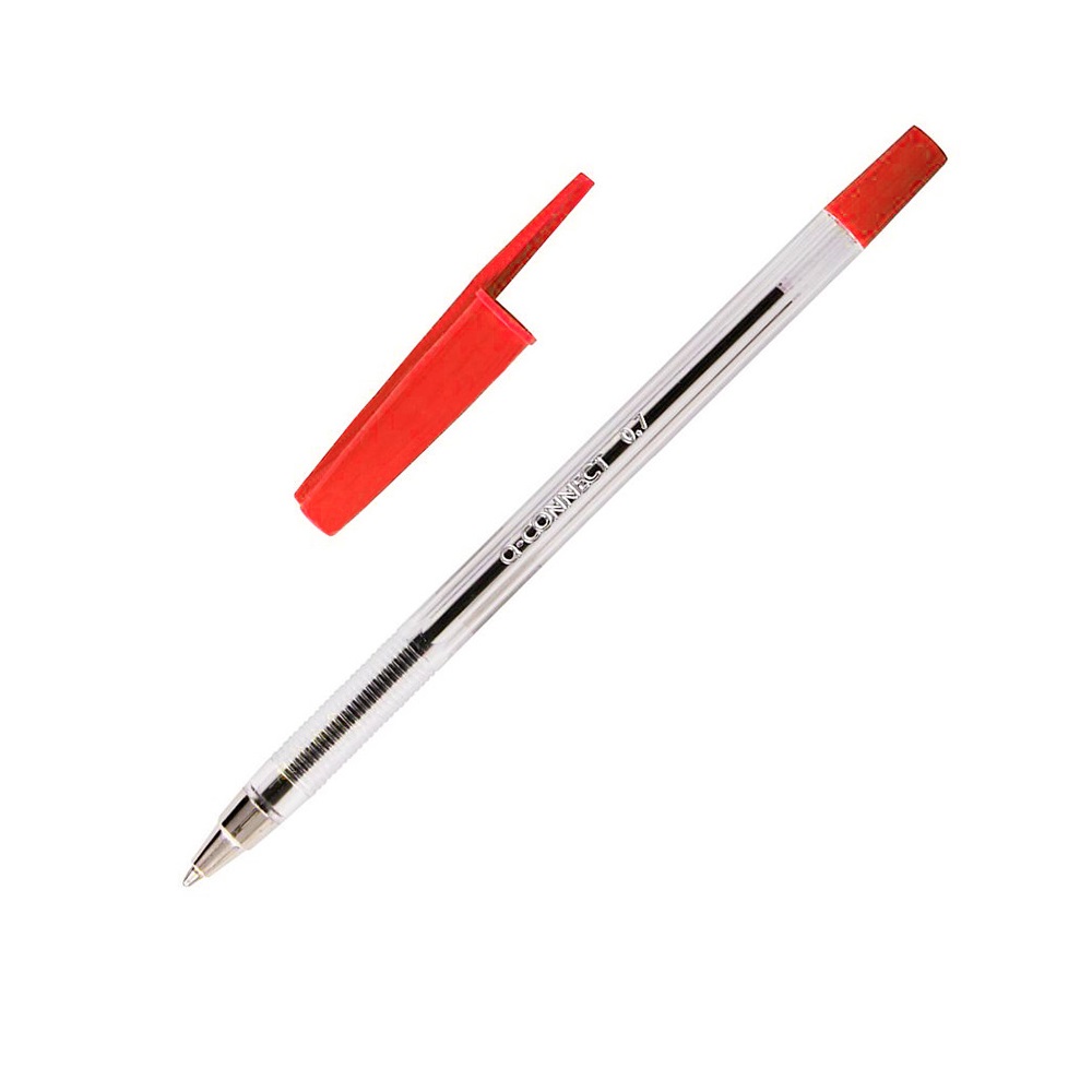 Boligrafo transparente Q-Connect  Rojo