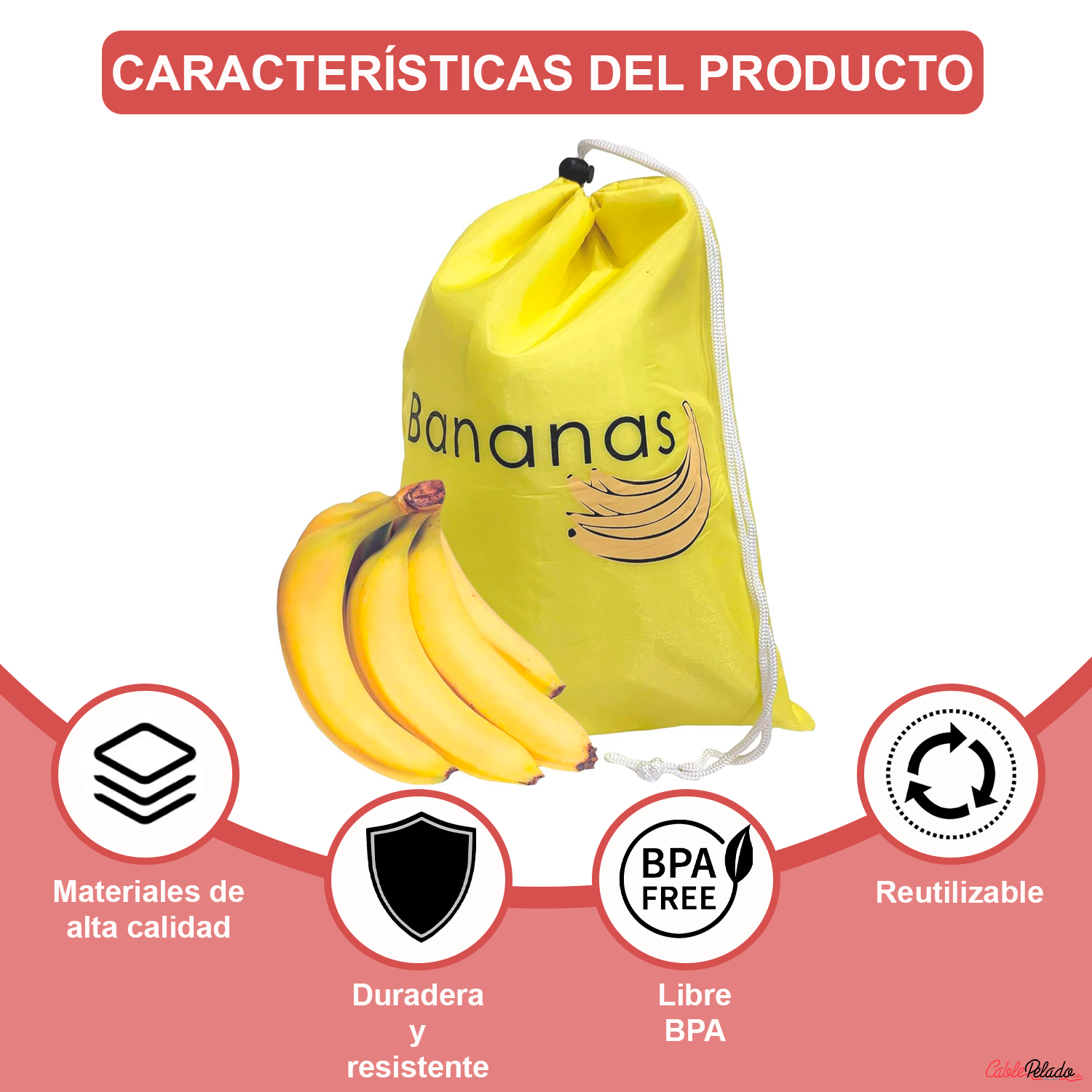 Bolsa Para Plátanos Reutilizable Para Frigorífico  Amarillo