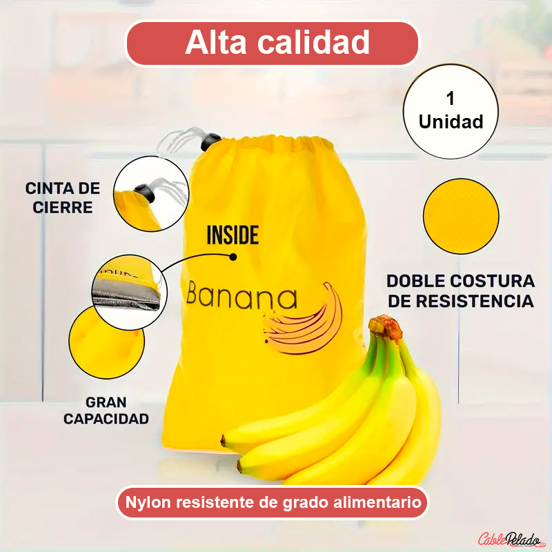 Bolsa Para Plátanos Reutilizable Para Frigorífico  Amarillo