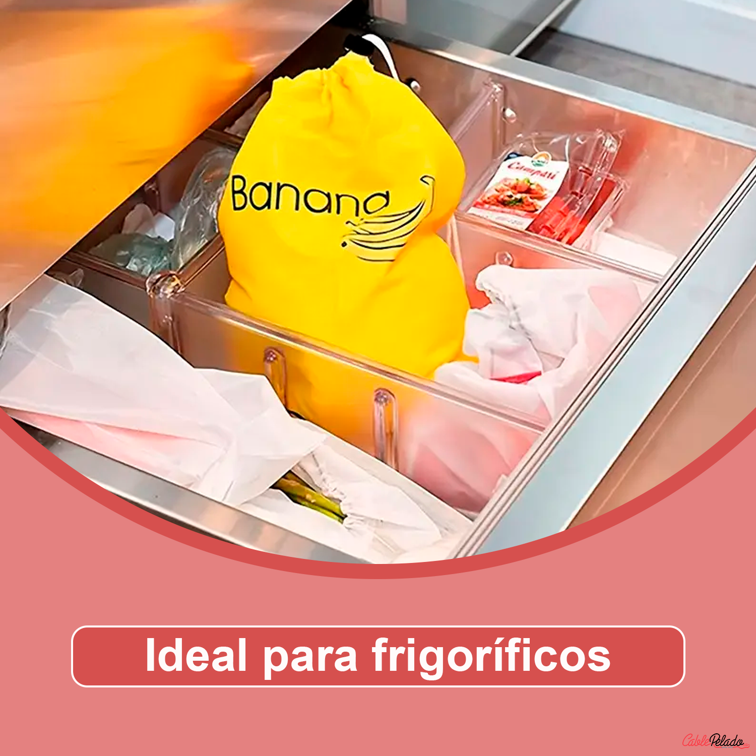 Bolsa Para Plátanos Reutilizable Para Frigorífico  Amarillo