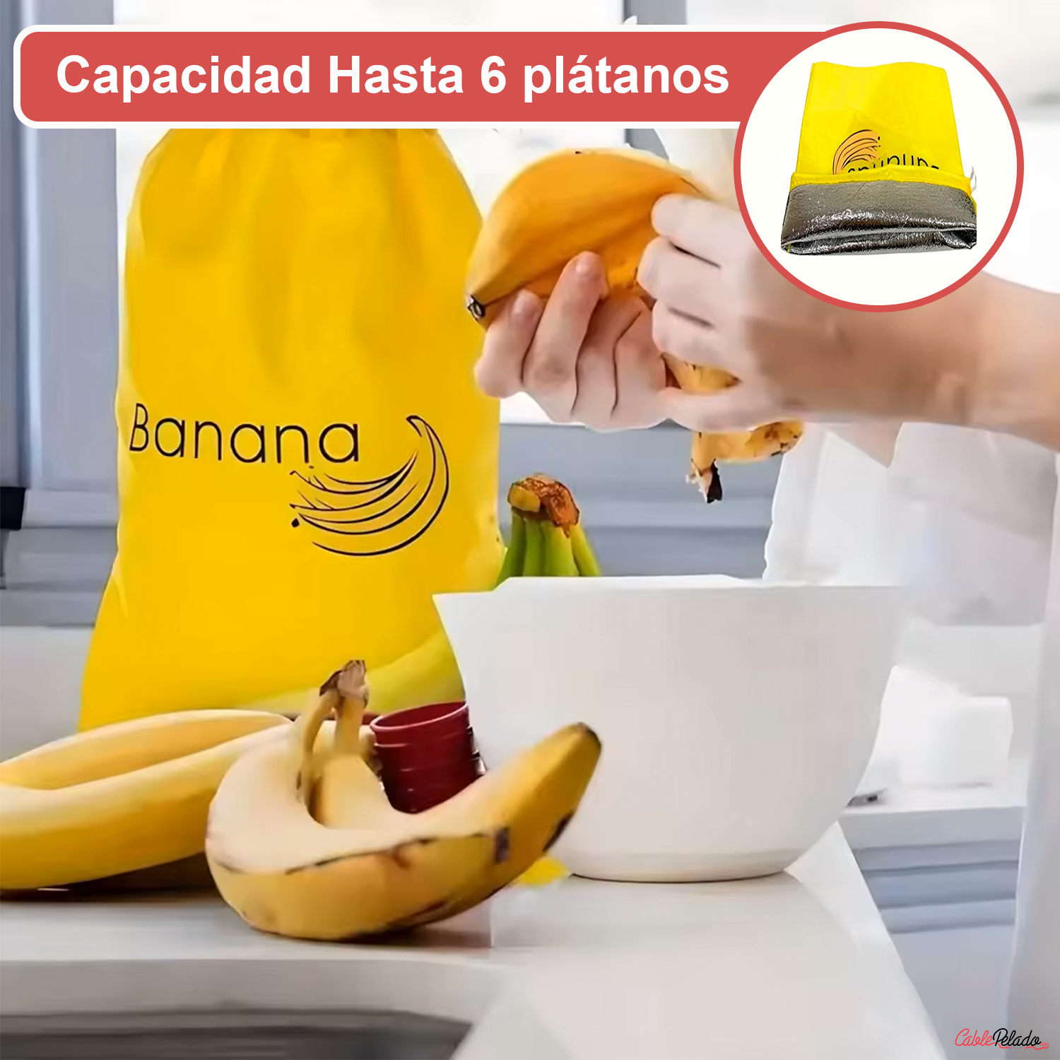 Bolsa Para Plátanos Reutilizable Para Frigorífico  Amarillo