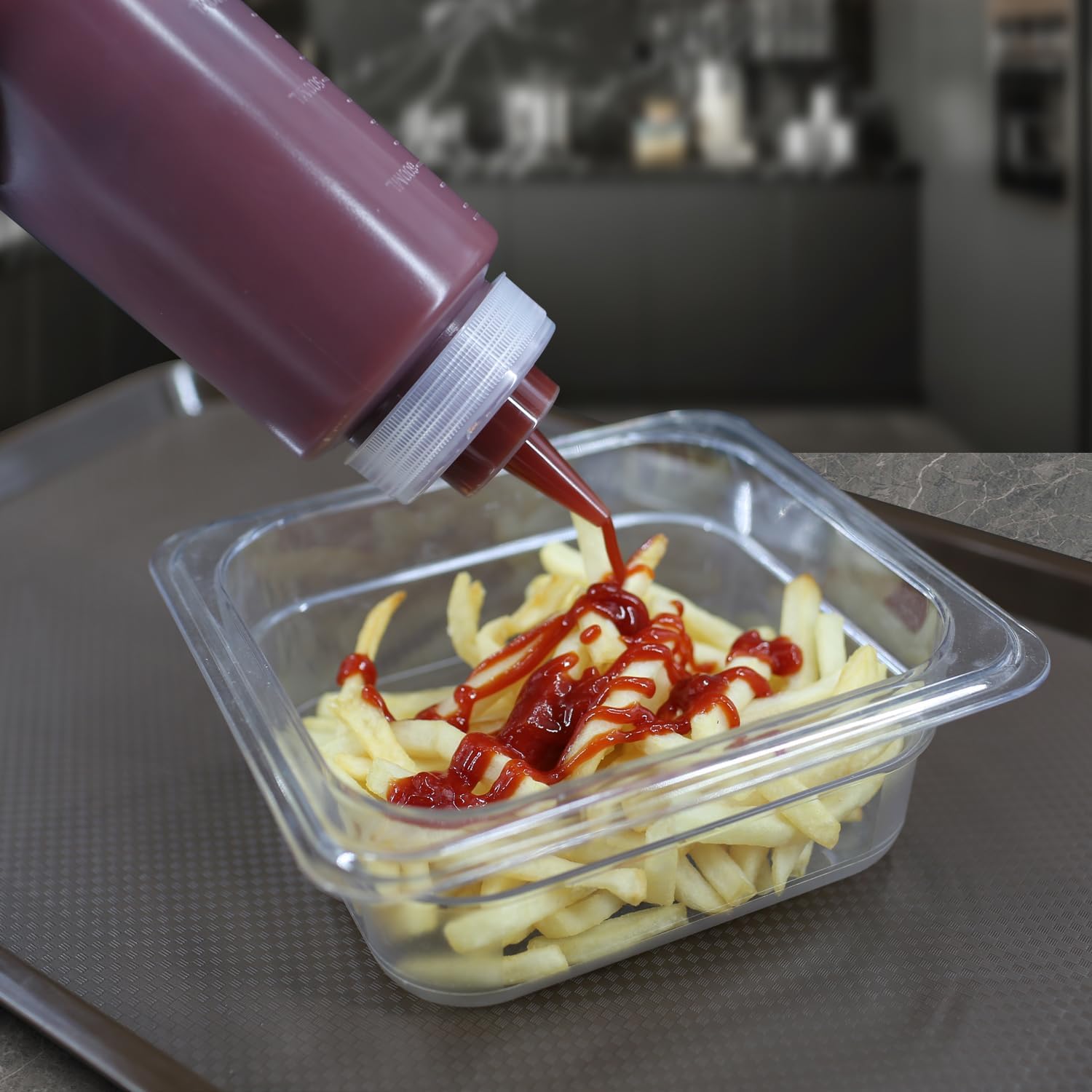 Bote plastico para salsas 500 ml Transparente