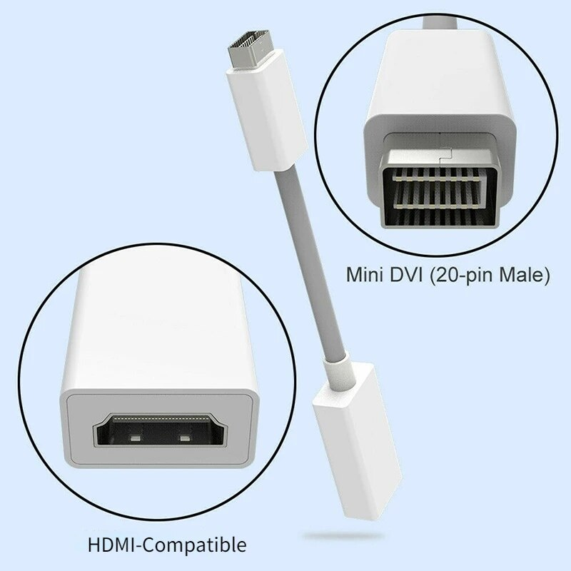 Cable Adaptador Mini DVI a HDMI 0.10 M Blanco