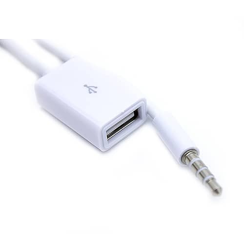 Cable adaptador USB hembra a jack 3.5mm AUX macho 0.20 M Blanco