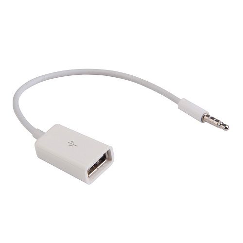 Cable adaptador USB hembra a jack 3.5mm AUX macho 0.20 M Blanco