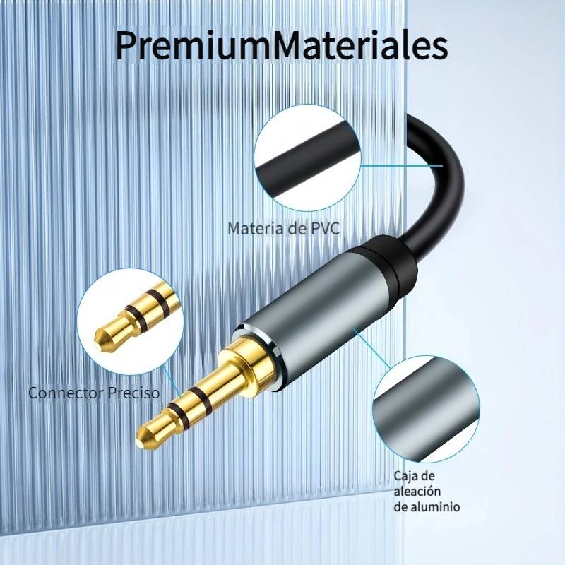 Cable alargador audio textil estéreo jack 3.5 mm 3 M Plateado