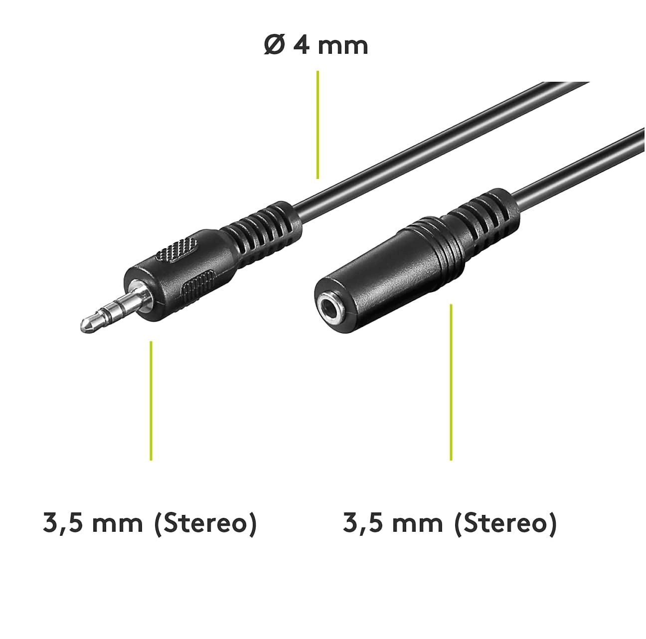 Cable alargador de audio estéreo jack 3.5 mm 3 M Negro
