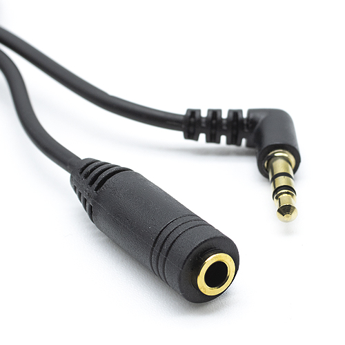 Cable alargador Jack 3.5 mm acodado dorado 0.50 M Negro