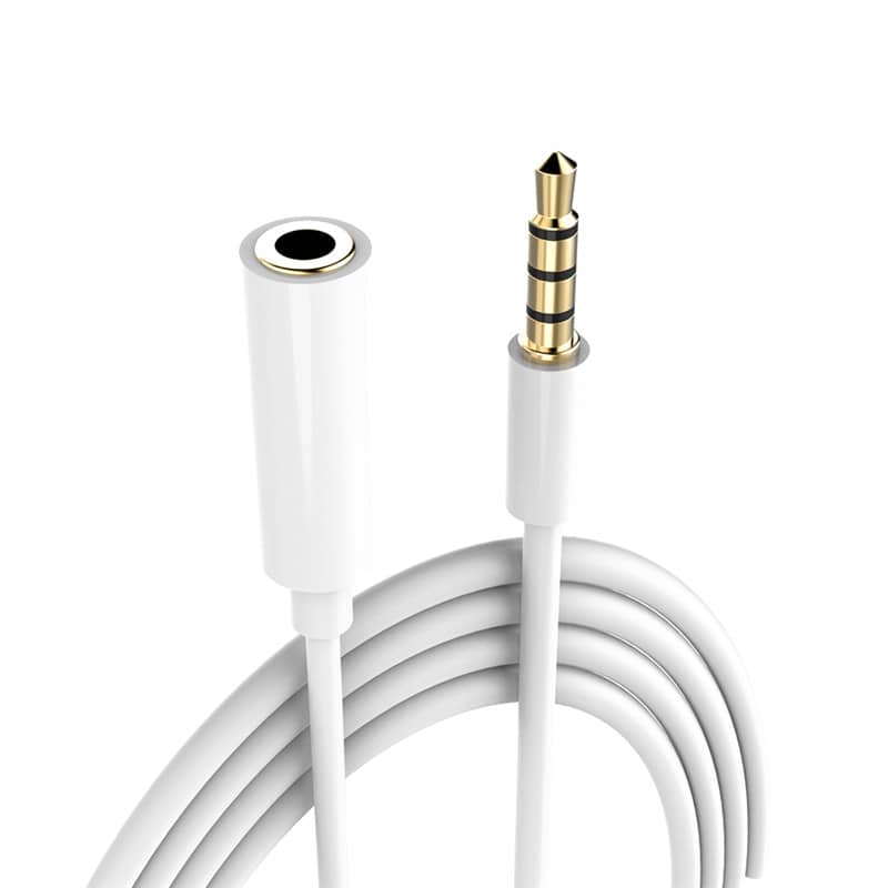 Cable alargador Jack 3.5 mm con microfono 4 pines 0.50 M Blanco
