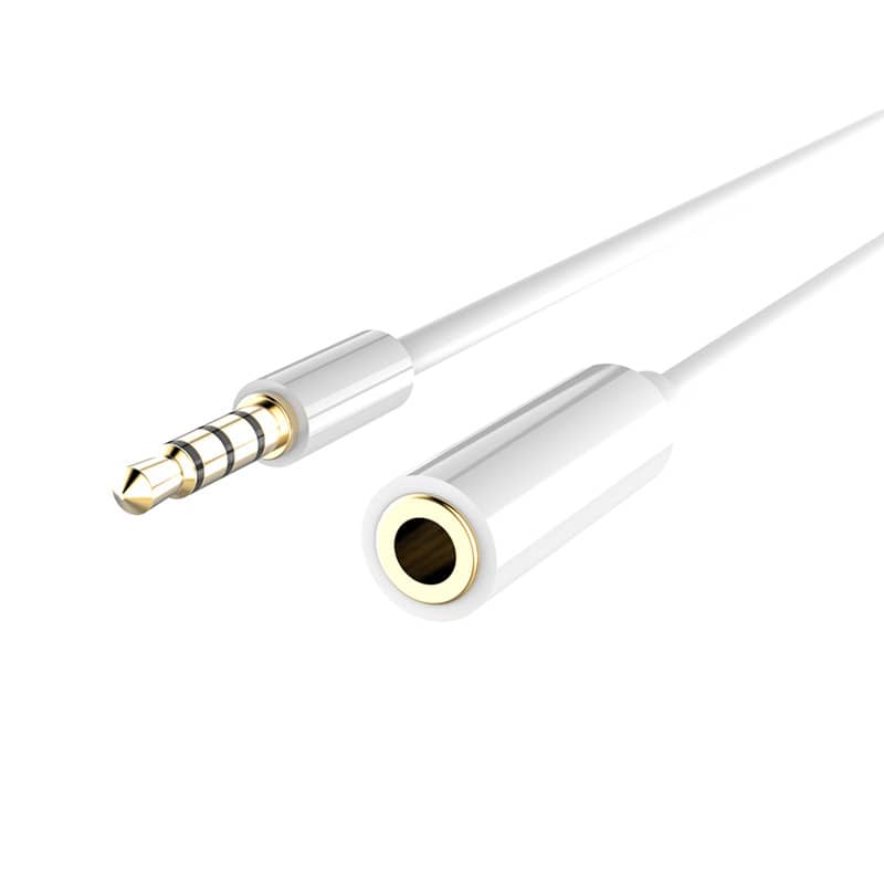 Cable alargador Jack 3.5 mm con microfono 4 pines 0.50 M Blanco