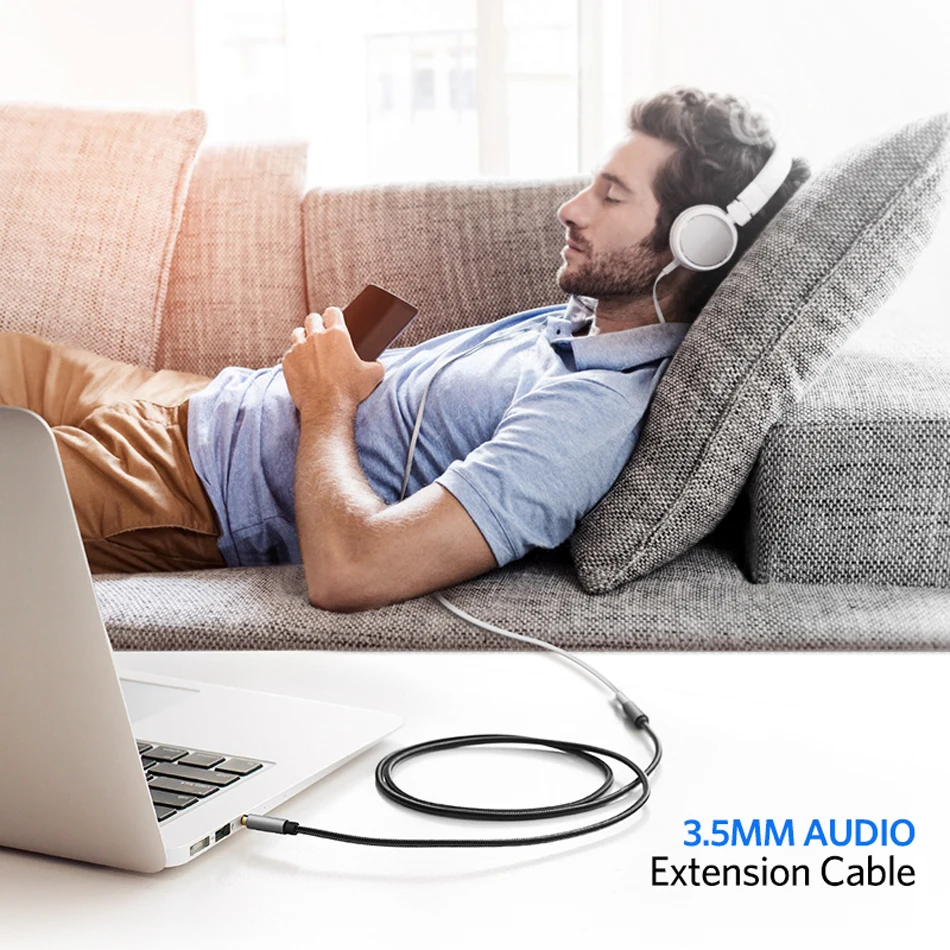 Cable alargador Jack 3.5 mm con microfono 4 pines 0.50 M Negro