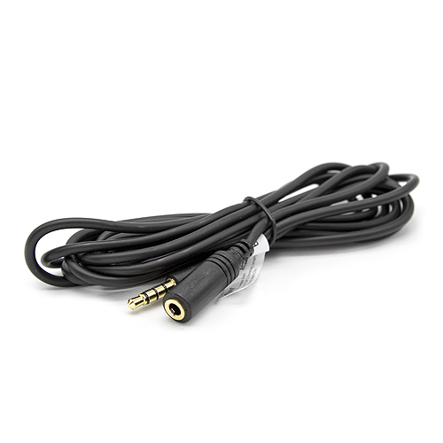 Cable alargador Jack 3.5 mm con microfono 4 pines 0.50 M Negro
