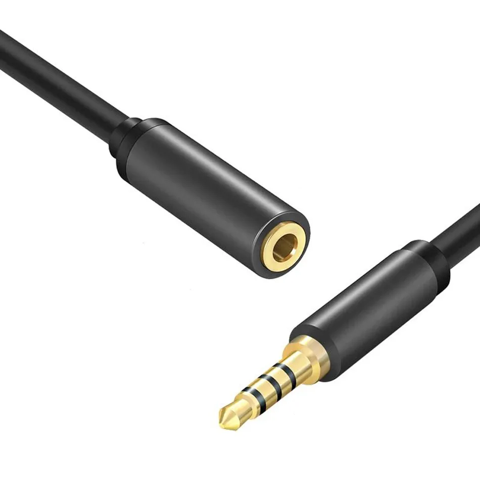 Cable alargador Jack 3.5 mm con microfono  4 pines 1 M Negro