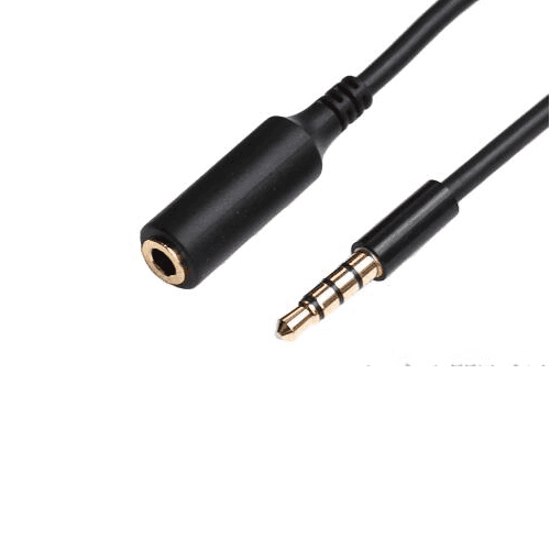 Cable alargador Jack 3.5 mm con microfono  4 pines 2 M Negro