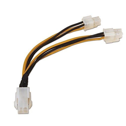 Cable alimentacion interna  molex 4 pin hembra - 4+4 pin 0.15 M Negro