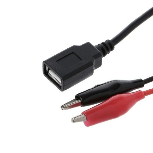 Cable alimentacion 5V USB hembra a pinzas de cocodrilo 1 M rojo-negro