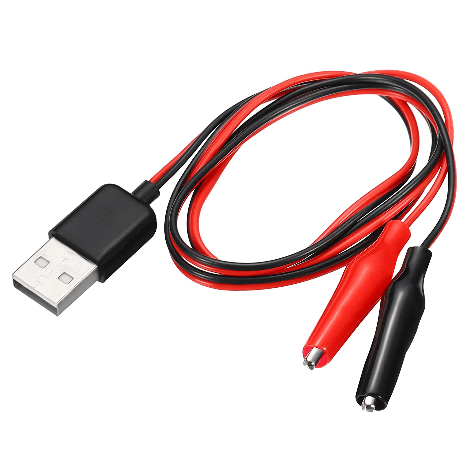 Cable alimentacion 5V USB macho a pinzas de cocodrilo 1 M rojo-negro