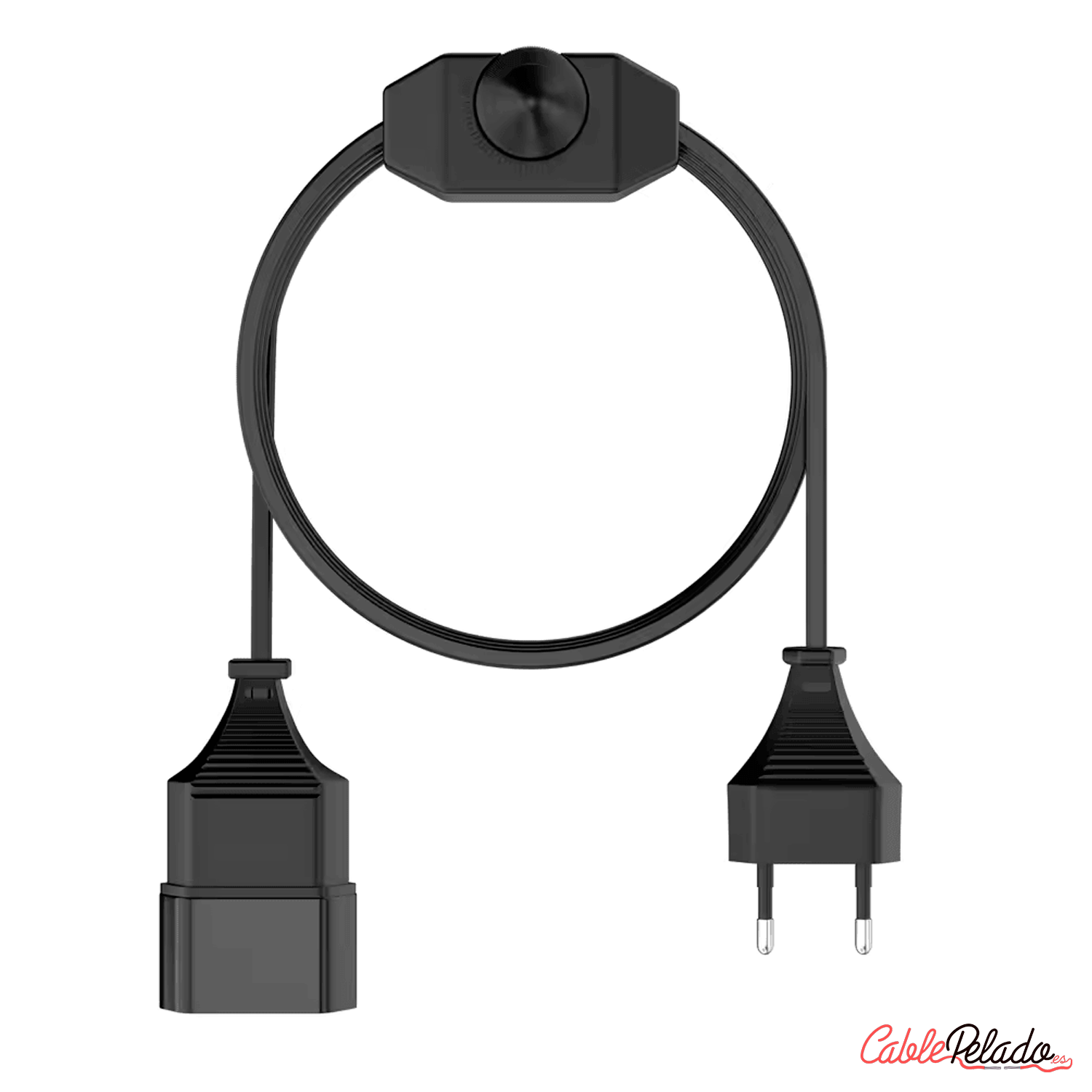 Cable alimentación con dimmer regulador intensidad 2 M Negro