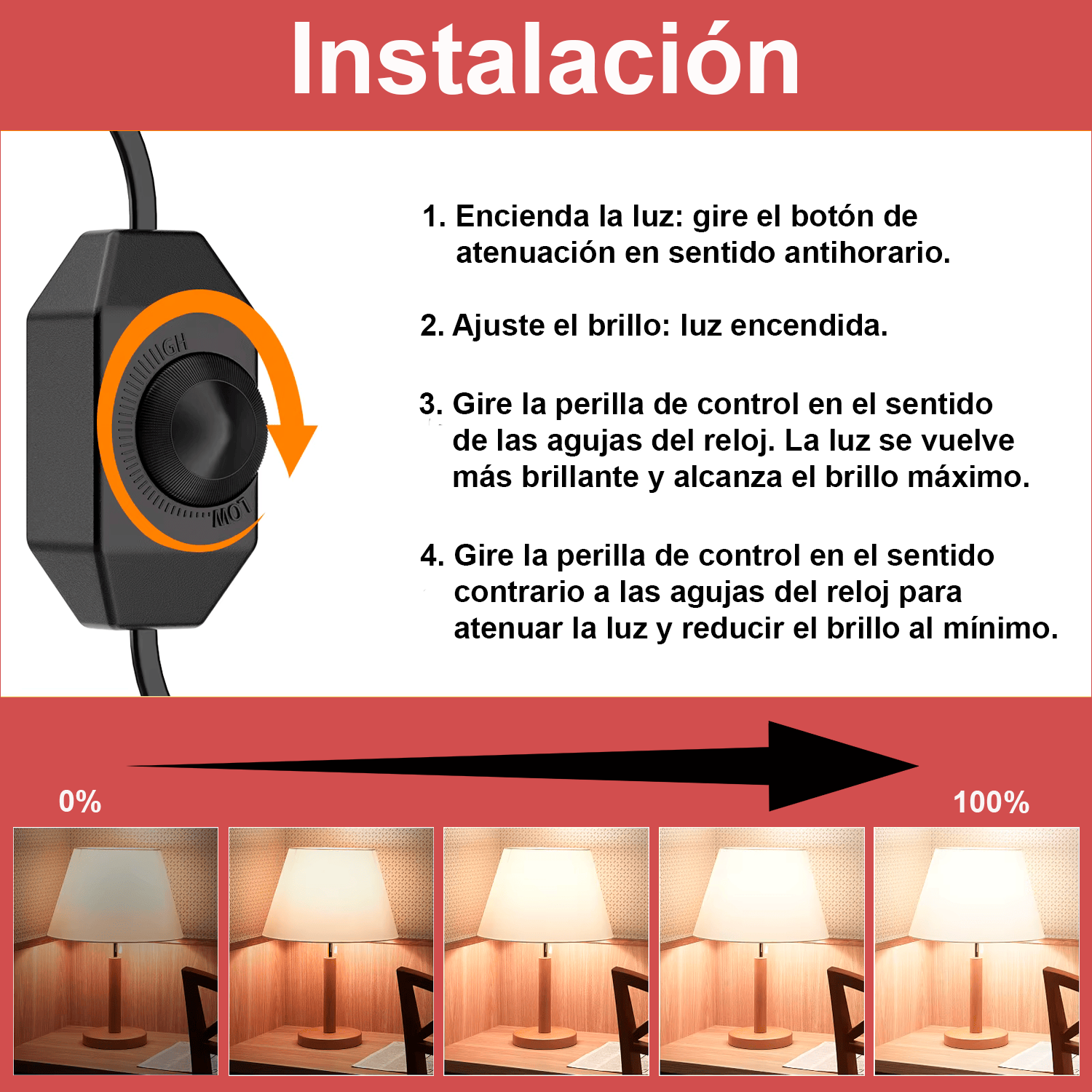 Cable alimentación con dimmer regulador intensidad 2 M Negro
