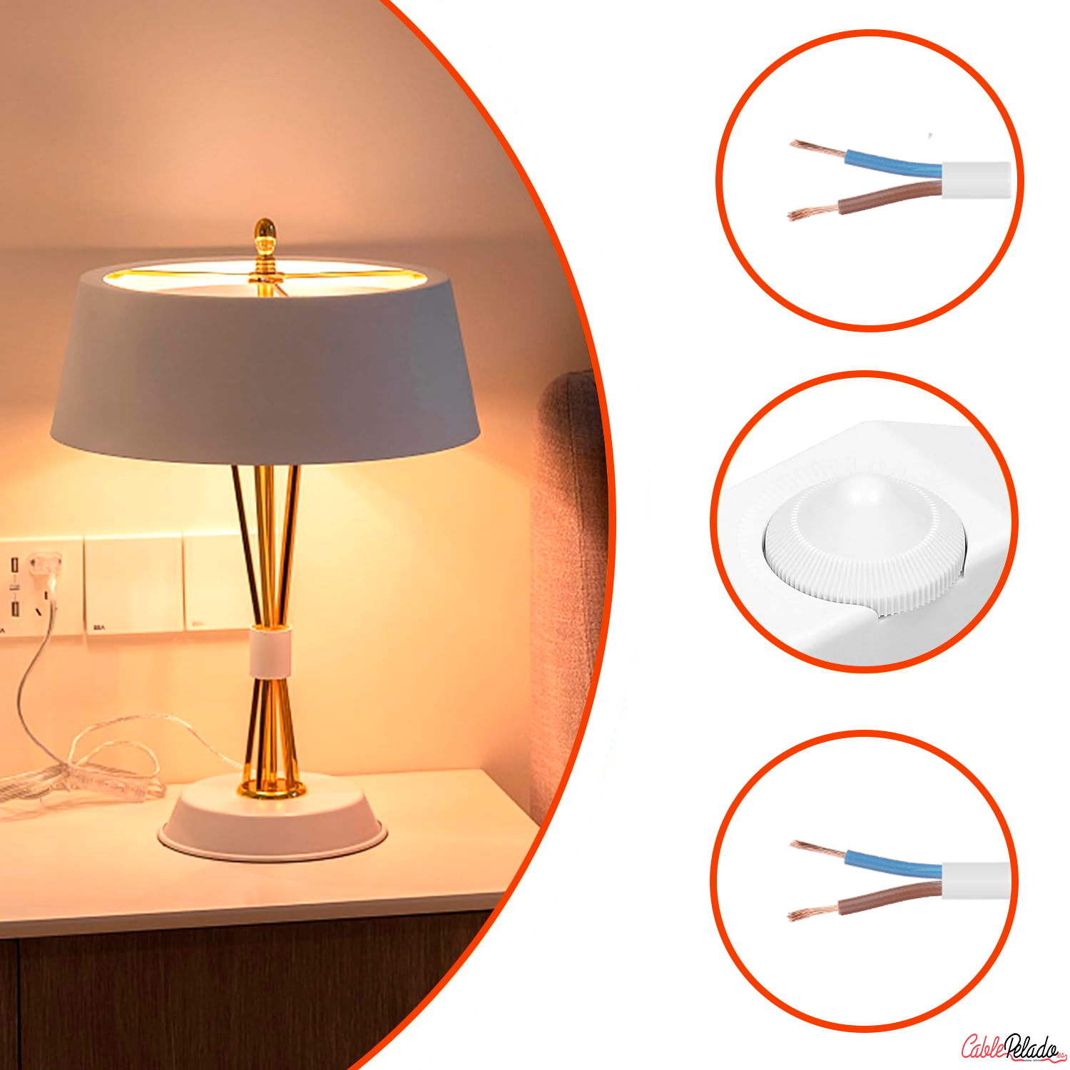 Cable alimentacion con regulador intensidad 2 M Blanco
