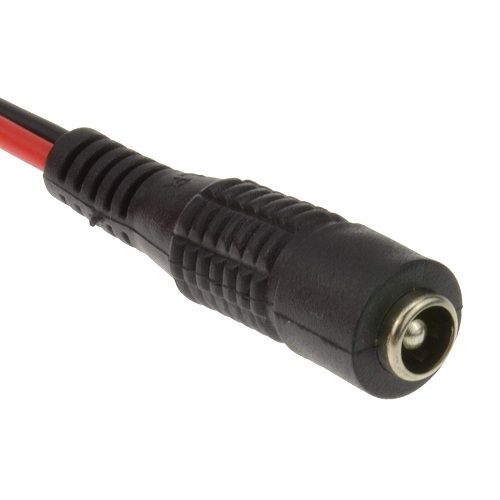 Cable alimentacion DC 5.5x2.1 mm hembra para CCTV 0.30 M rojo-negro