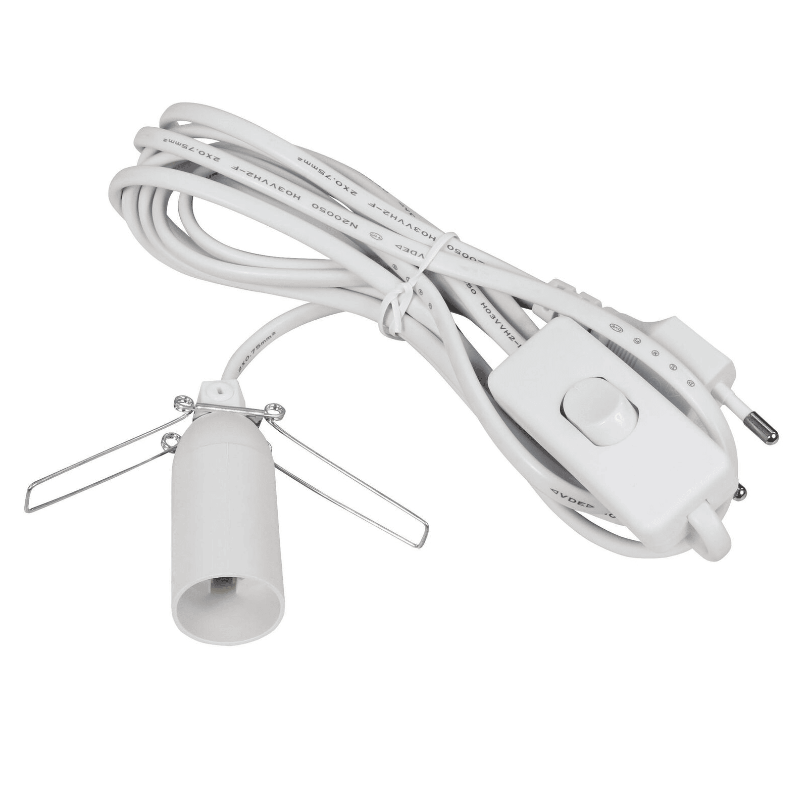 Cable alimentacion portalamparas E14 con interruptor 1.5 M Blanco