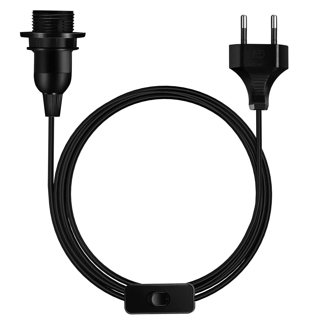 Comprar PORTALÁMPARAS CON INTERRUPTOR DE TIRADOR NEGRO E27 CON