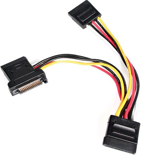 Cable alimentacion SATA macho Molex a 2 x SATA 15P-H 0.20 M Negro