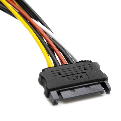 Cable alimentacion SATA macho a 2x SATA hembra acodado 0.20 M Multicolor