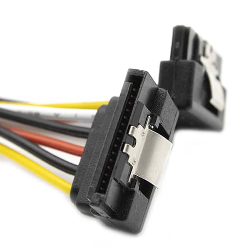 Cable alimentacion SATA macho a 2x SATA hembra acodado 0.20 M Multicolor