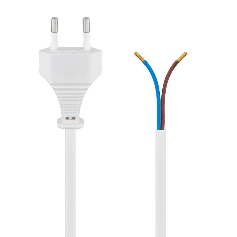 Cable alimentacion Tipo C CEE7 macho a bornes 2x0.75mm 1.5 M Blanco
