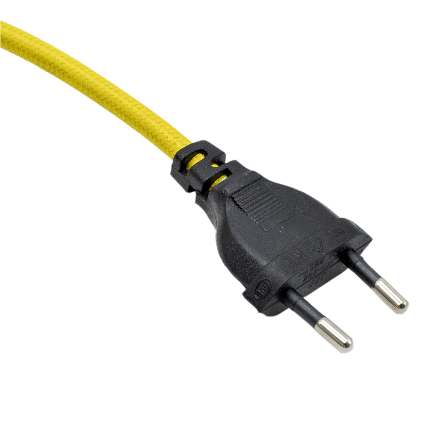 Cable alimentacion trenzado portalampara E27 con interruptor 2 M Amarillo
