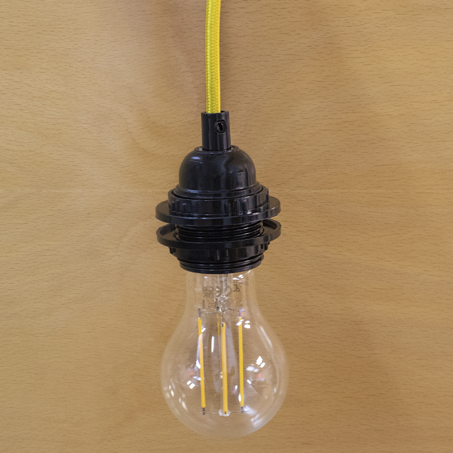 Cable alimentacion trenzado portalampara E27 con interruptor 2 M Amarillo