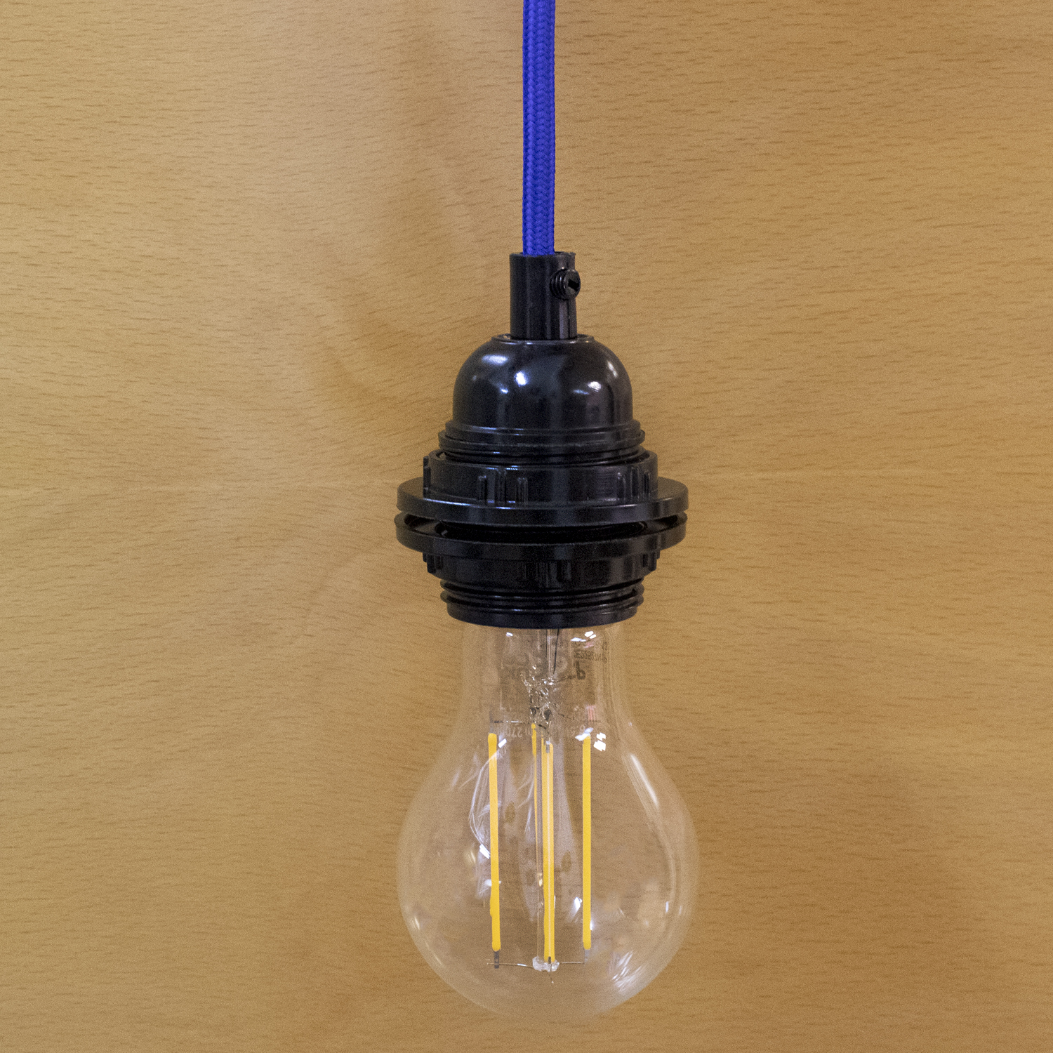Cable alimentacion trenzado portalampara E27 con interruptor 2 M Azul