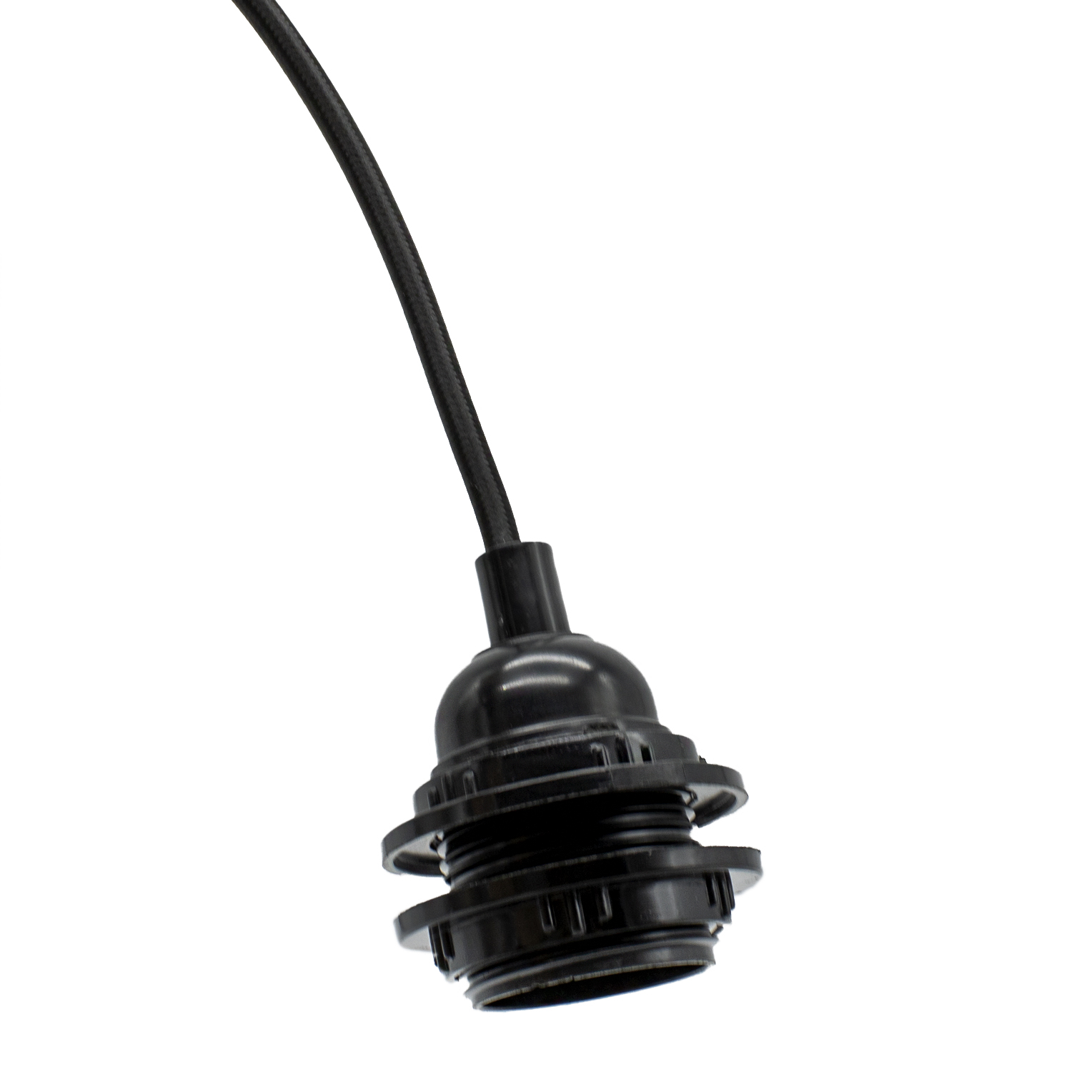 Cable alimentacion trenzado portalampara E27 con interruptor 2 M Negro