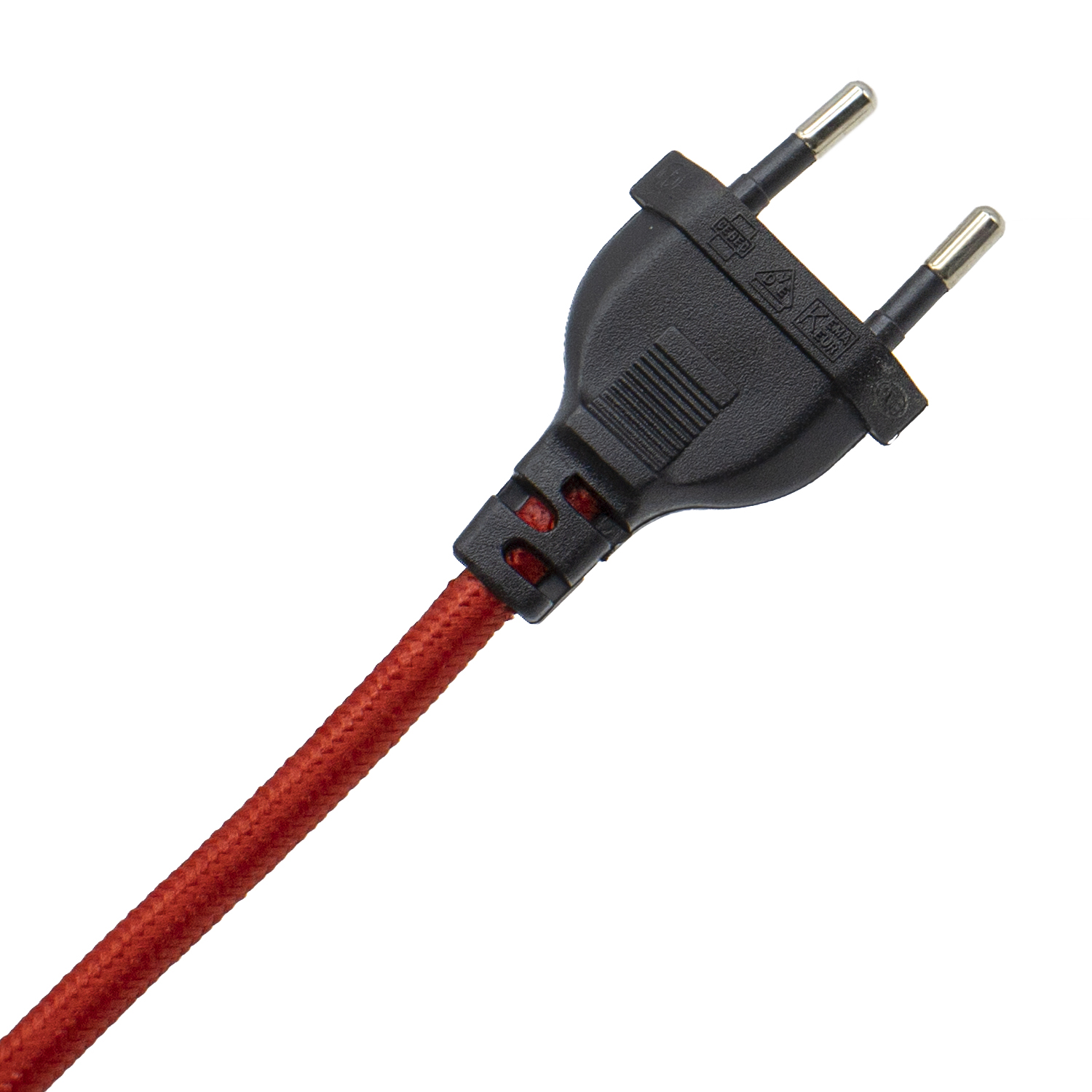 Cable alimentacion trenzado portalampara E27 con interruptor 2 M Rojo