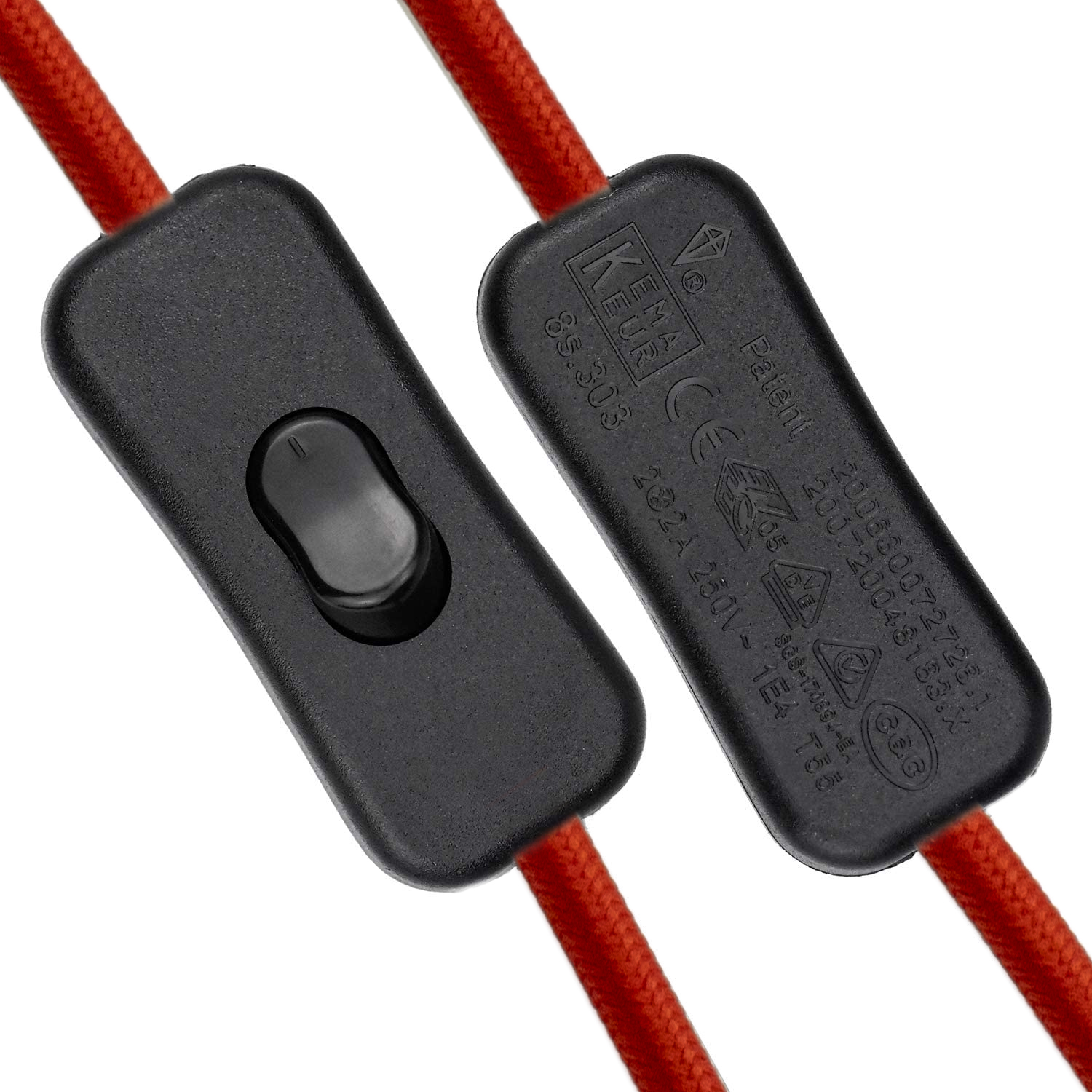 Cable alimentacion trenzado portalampara E27 con interruptor 2 M Rojo