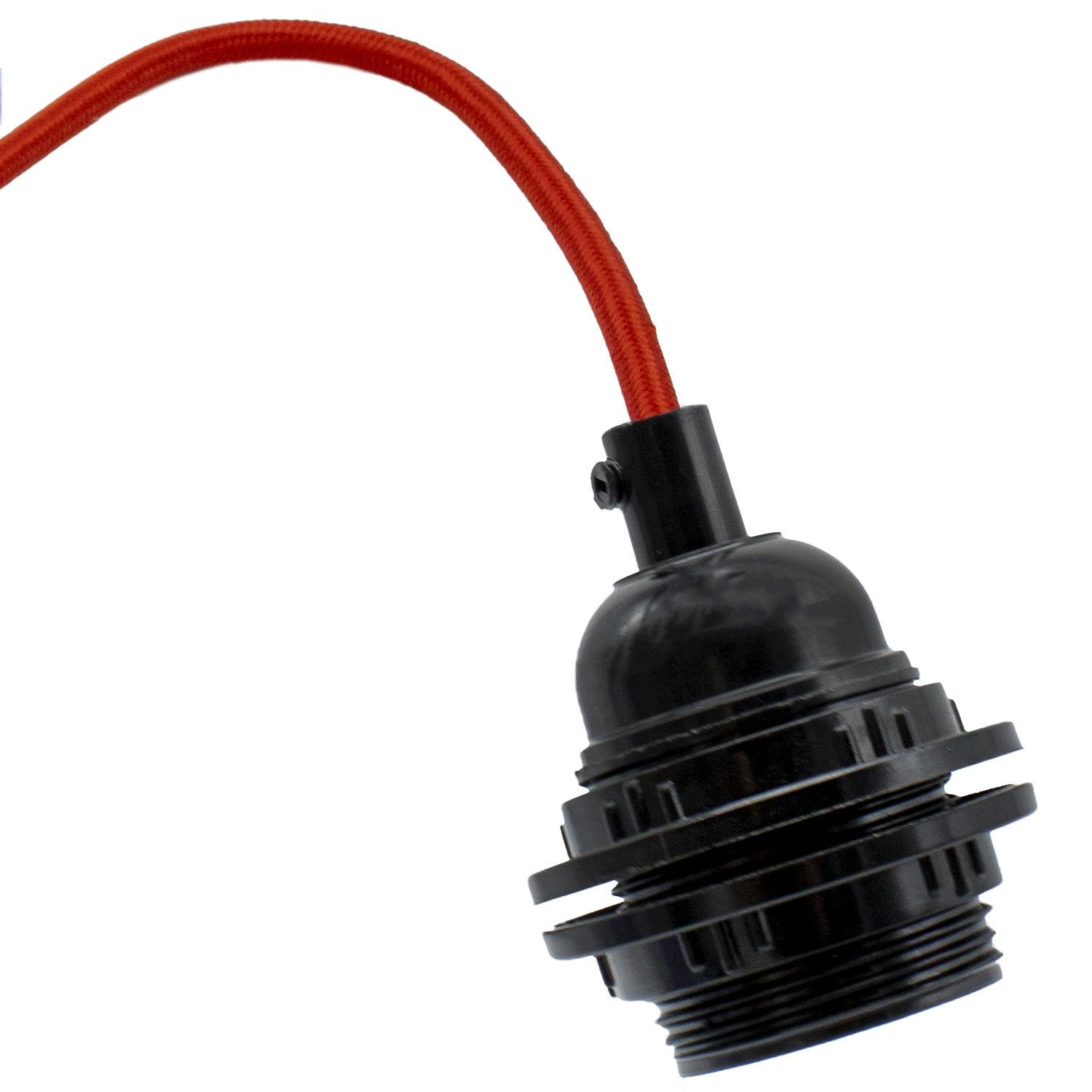 Cable alimentacion trenzado portalampara E27 con interruptor 2 M Rojo